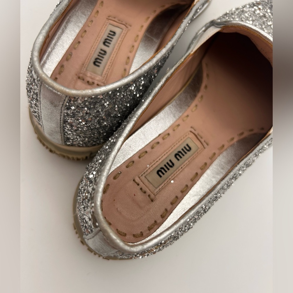 MIU MIU Glitter Slip-On Sneakers Steel Toe Pointed Size 35 Look At Photos - Picture 8 of 16